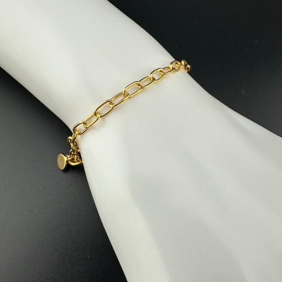 J. Crew Sterling Silver 925 Gold Vermeil Bark link Bracelet 6.5" - Picture 5 of 6